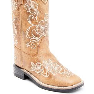 SHYANNE GIRLS' LITTLE LASY FLORAL EMBROIDERED WESTERN BOOTS - BROAD SQUARE TOE